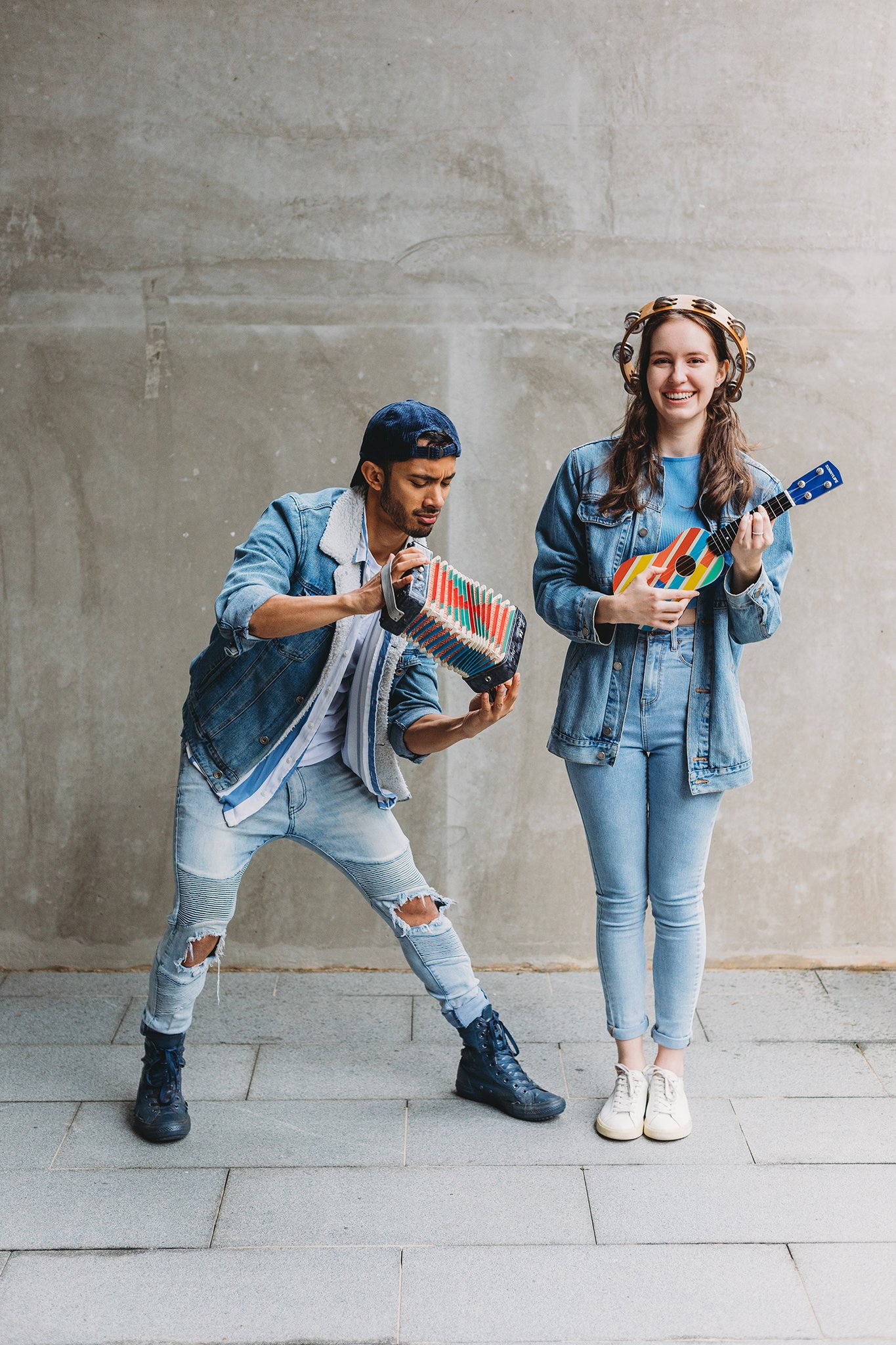 Canberra Branding Photography - quirky couple plays instruments