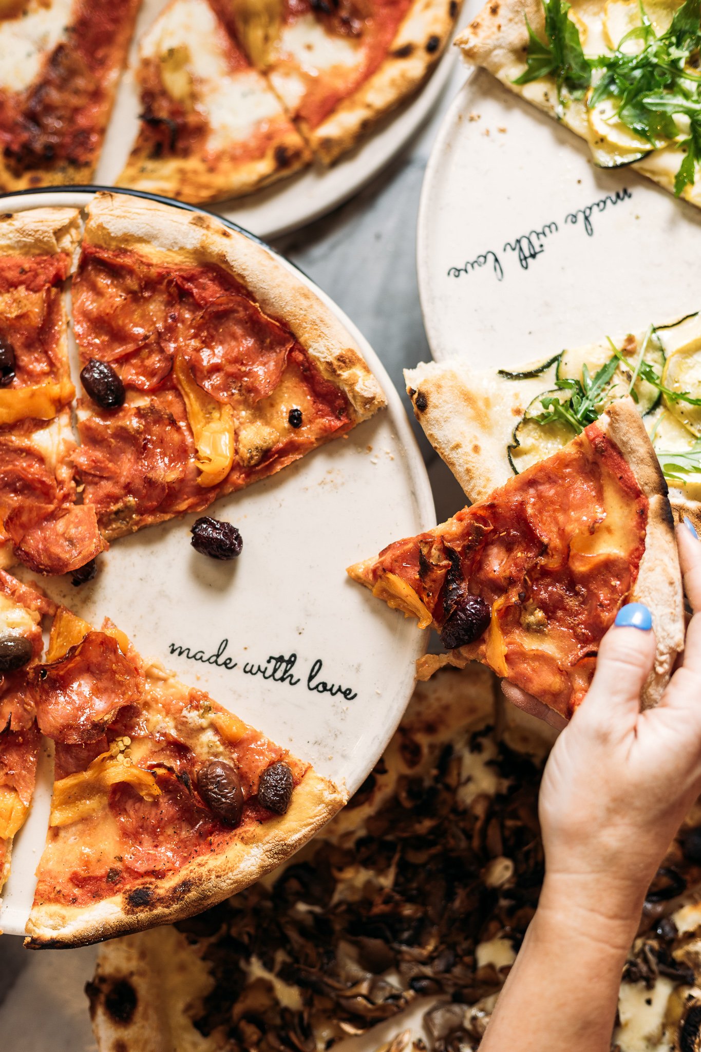 Canberra food photographer - pulling pizza slice