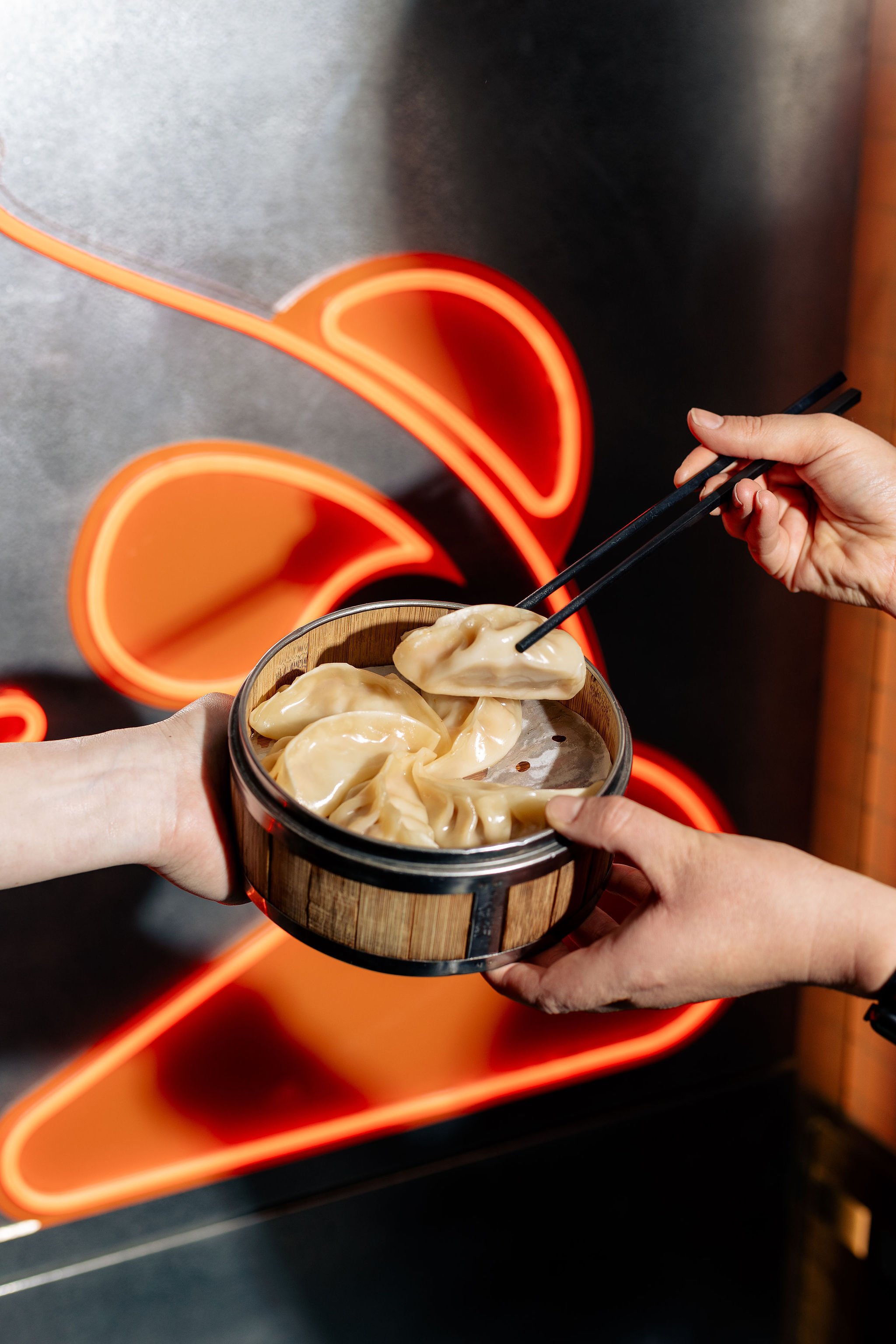 Canberra food - friends share dumplings