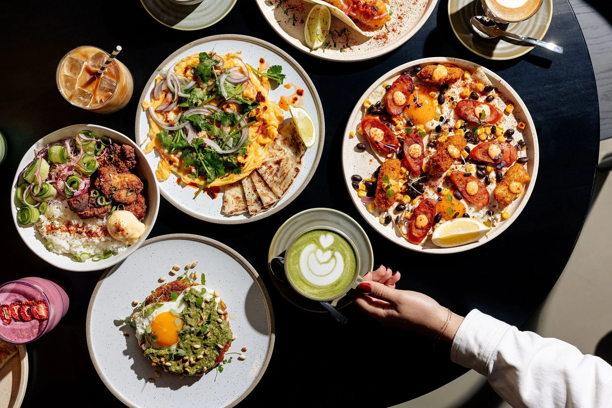 Canberra food photographer - vibrant food on black table