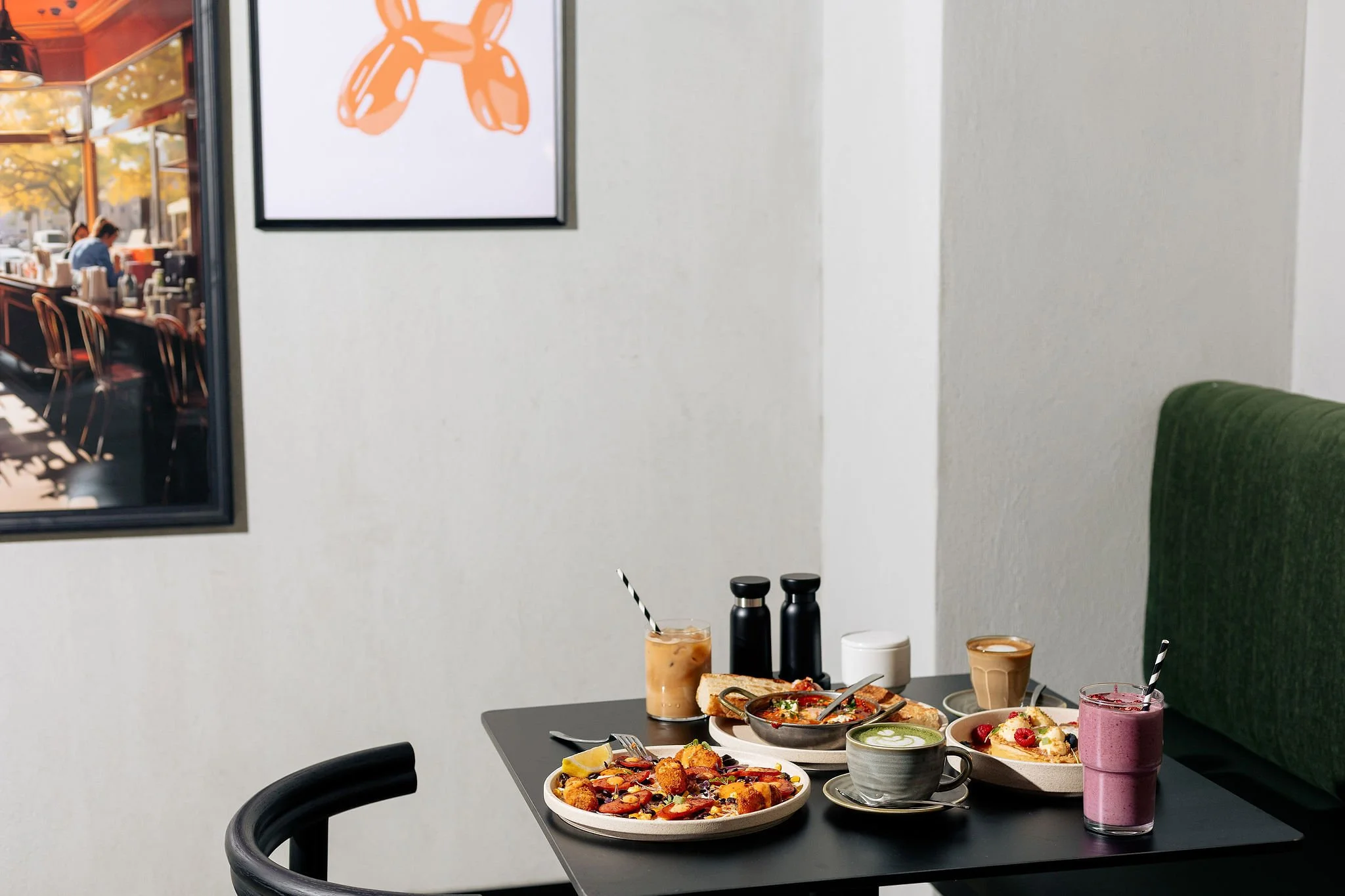 Canberra food photographer - food table in quirky cafe