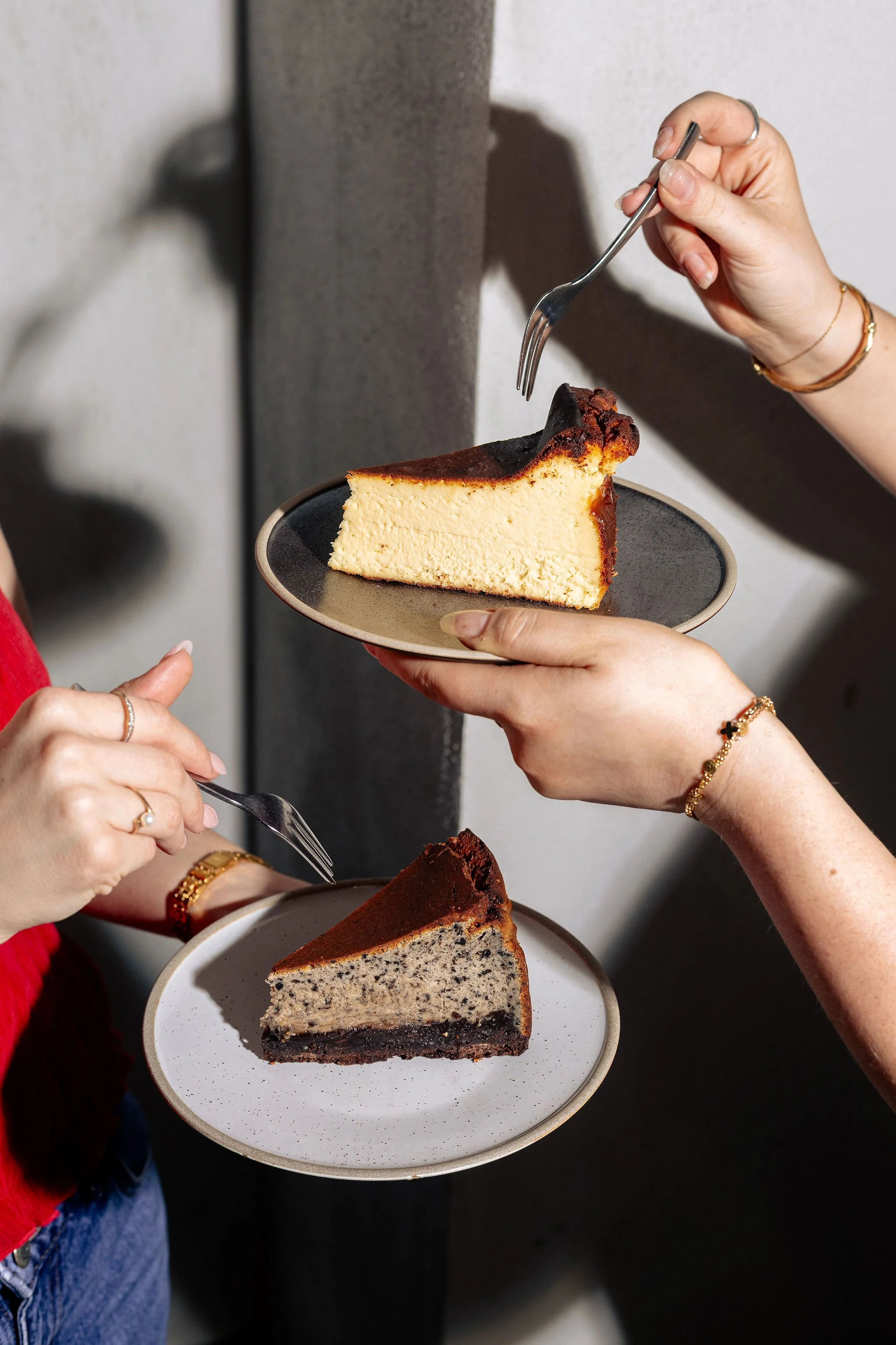 Canberra food photography - eating basque cheesecake