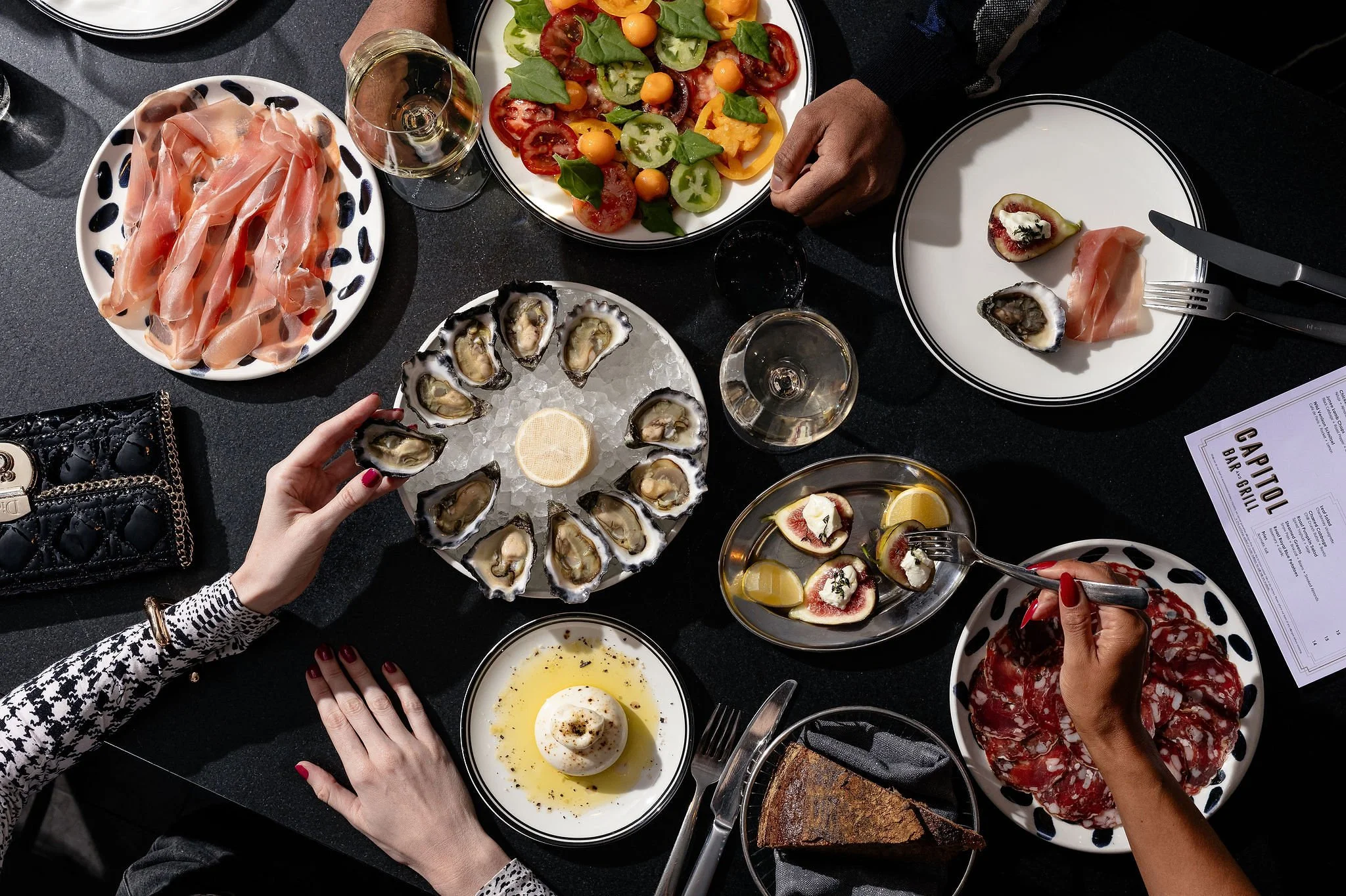 Canberra food photography - vibrant food on black table