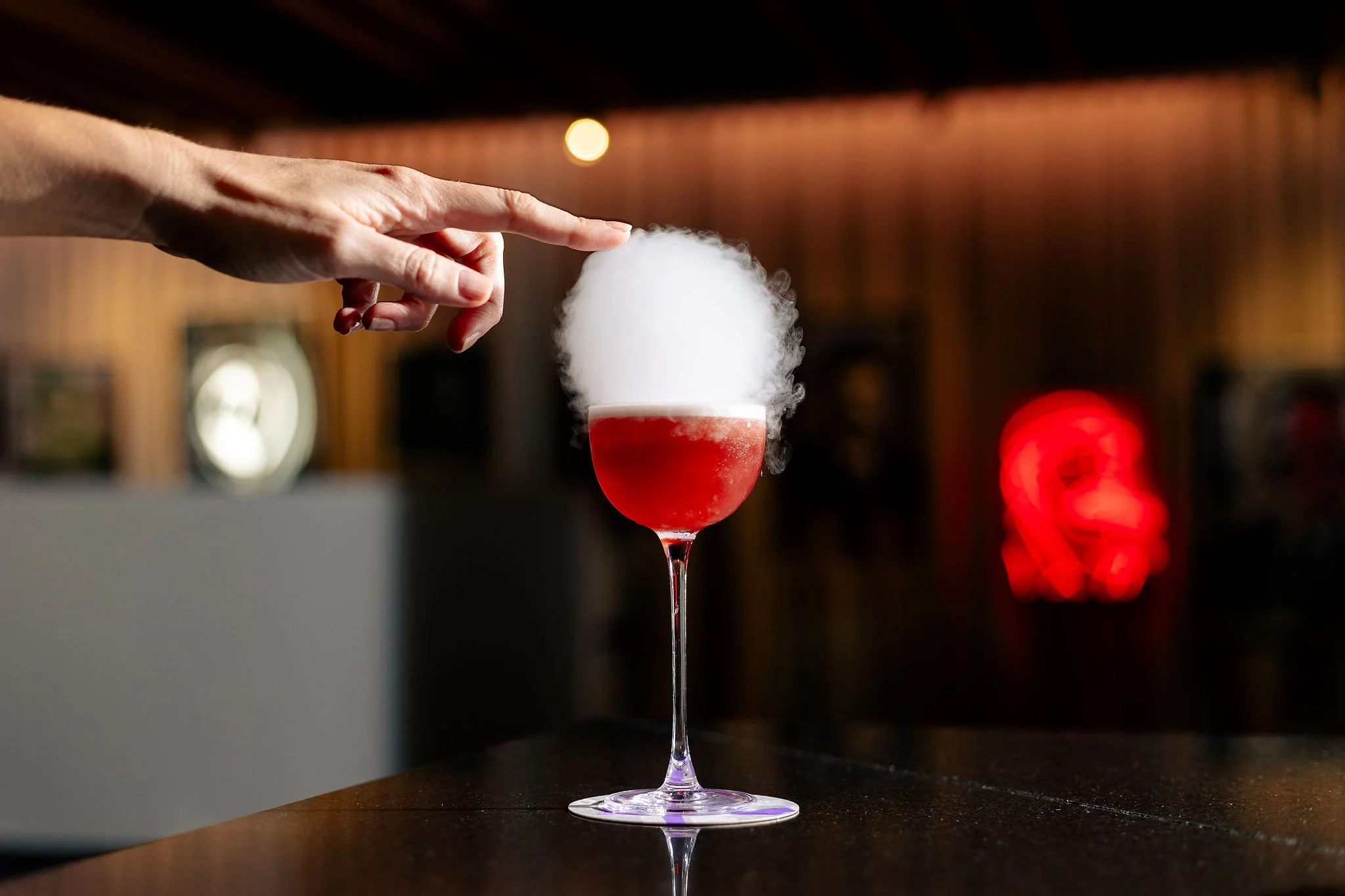 Canberra food photography - finger pops bubble on cocktail