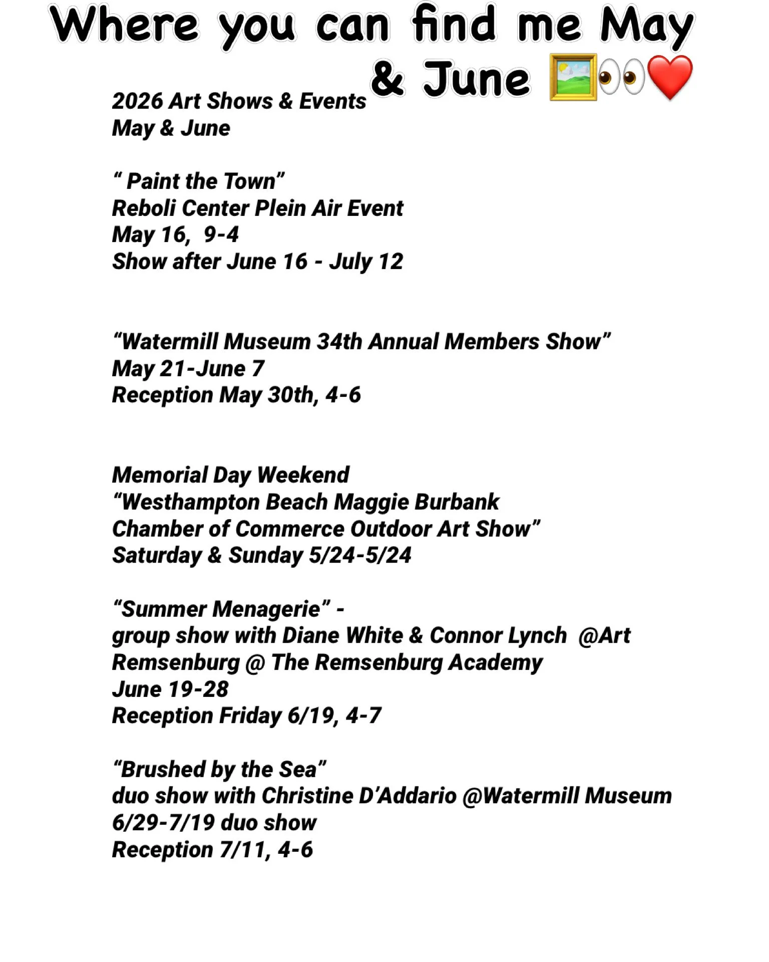 May & June Art Shows & Events 