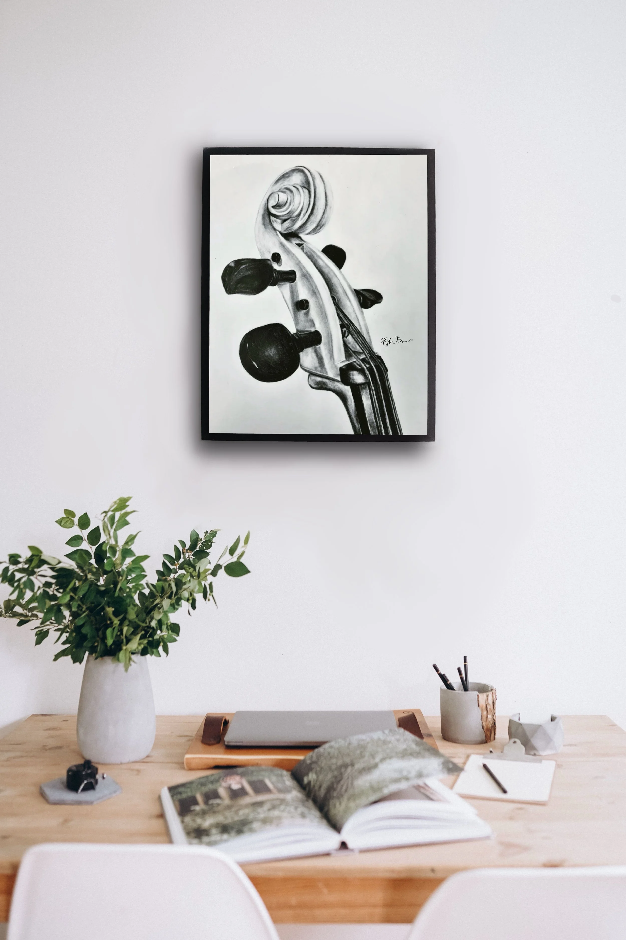 "Tuned Beauty" Framed Original Drawing