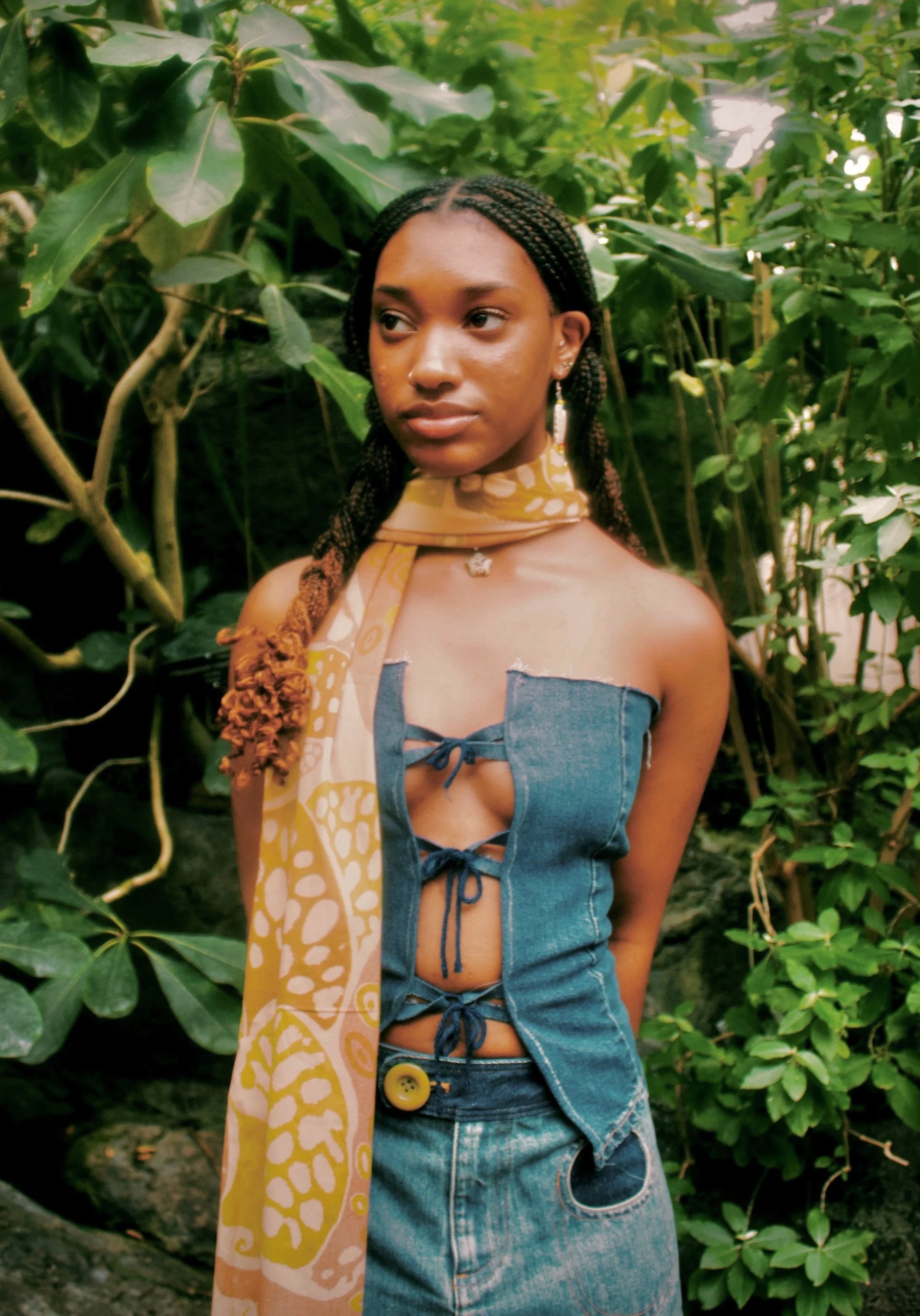 SCARF AND DENIM TOP 