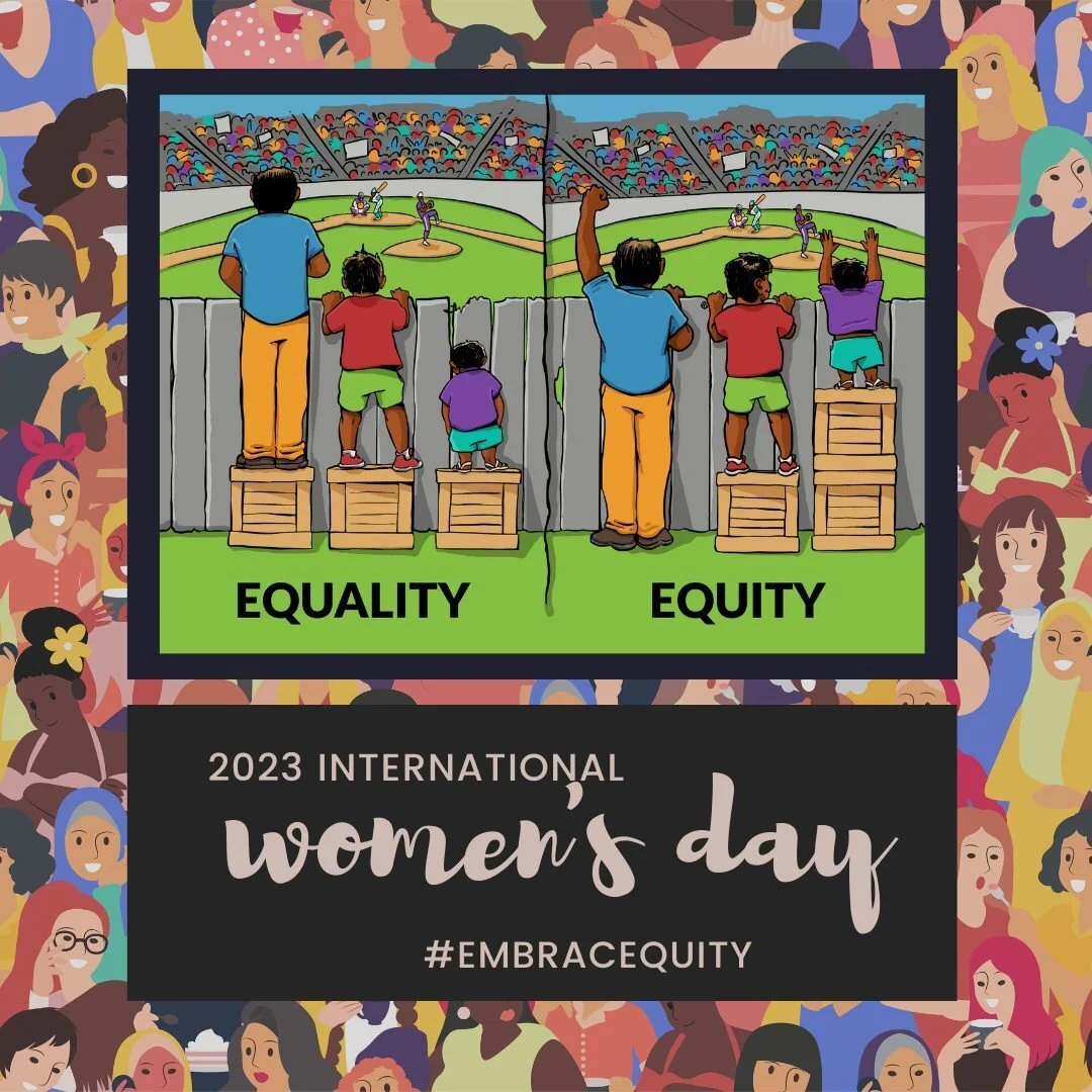 Happy International Women's Day ! The theme this year is #EmbraceEquity and to offer a quick view of what that can mean - see this picture. It's not about the same number of boxes, it's about the number of boxes needed to do the same. This graphic is