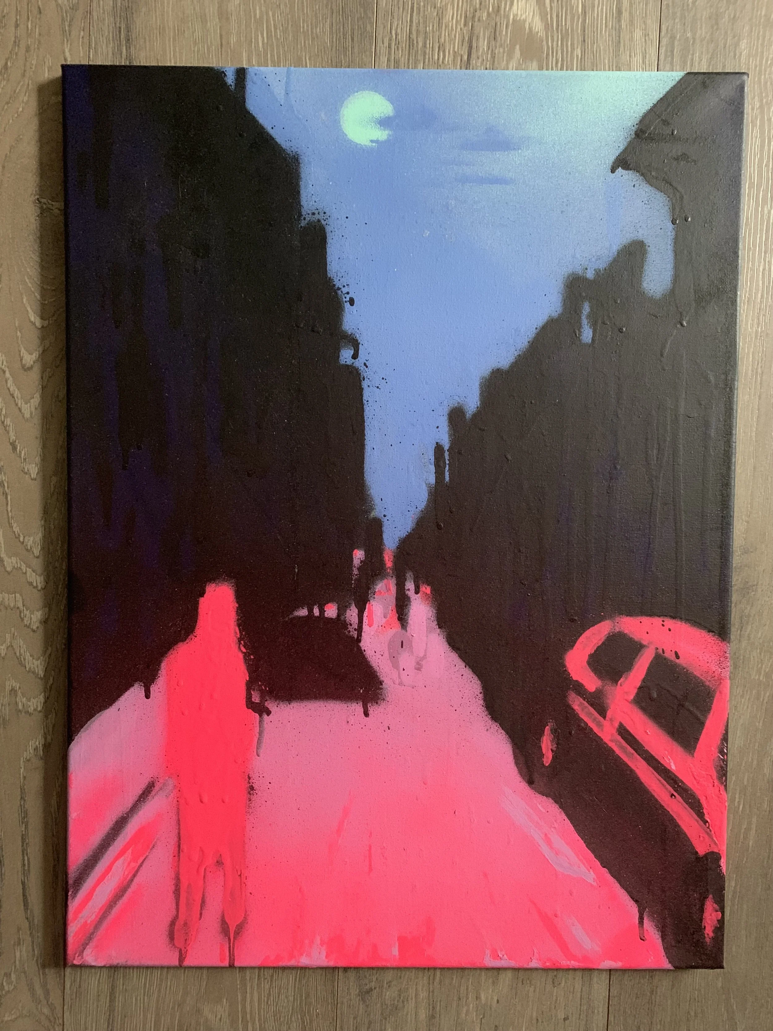 "Full Moon"
Spray paint on canvas 2024.