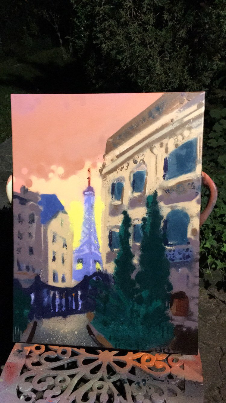 "Paris Morning"
 Spray paint on Canvas 2024.