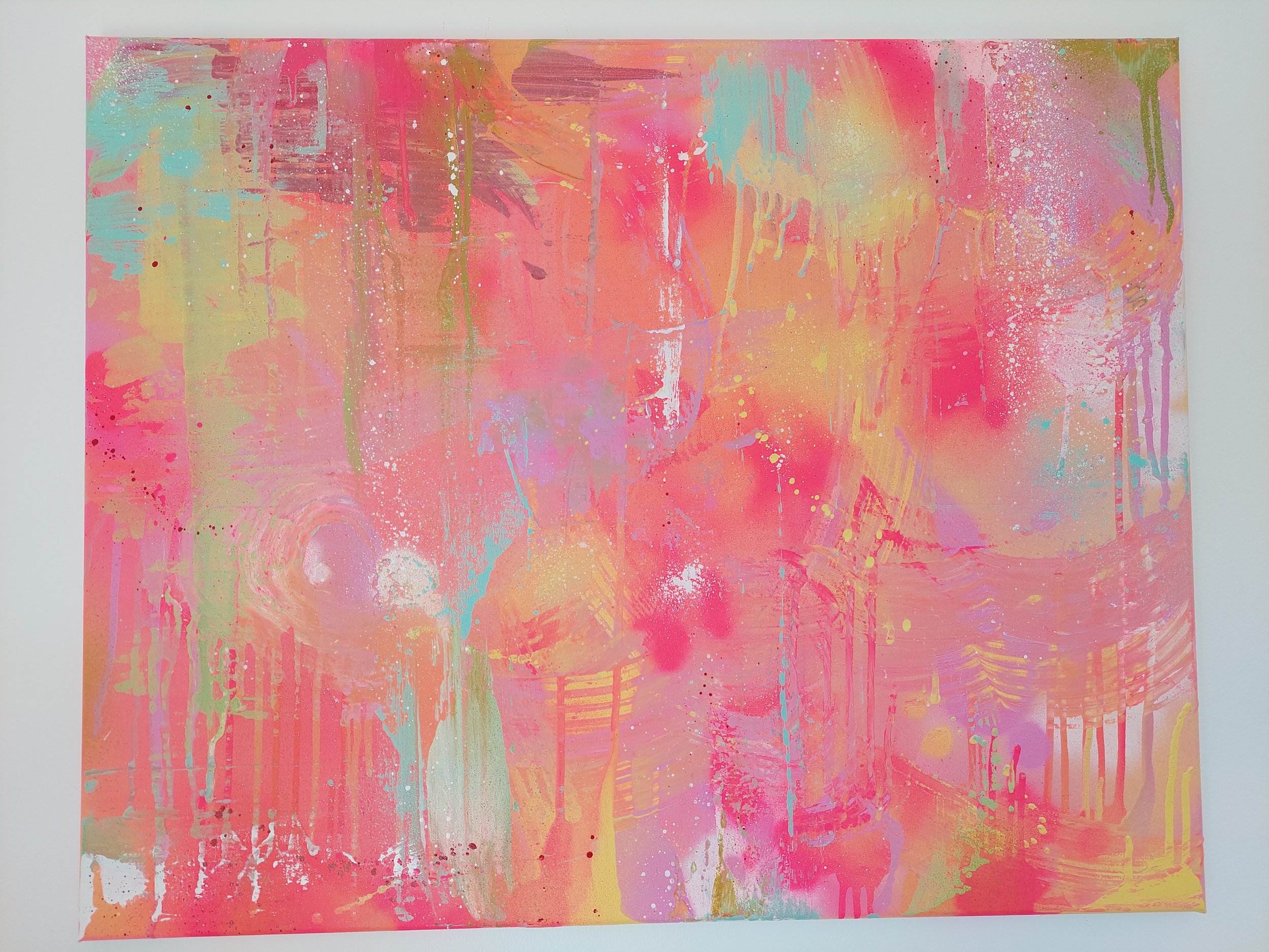 "Abstract Pinks" 
Spray paint on canvas 2023.