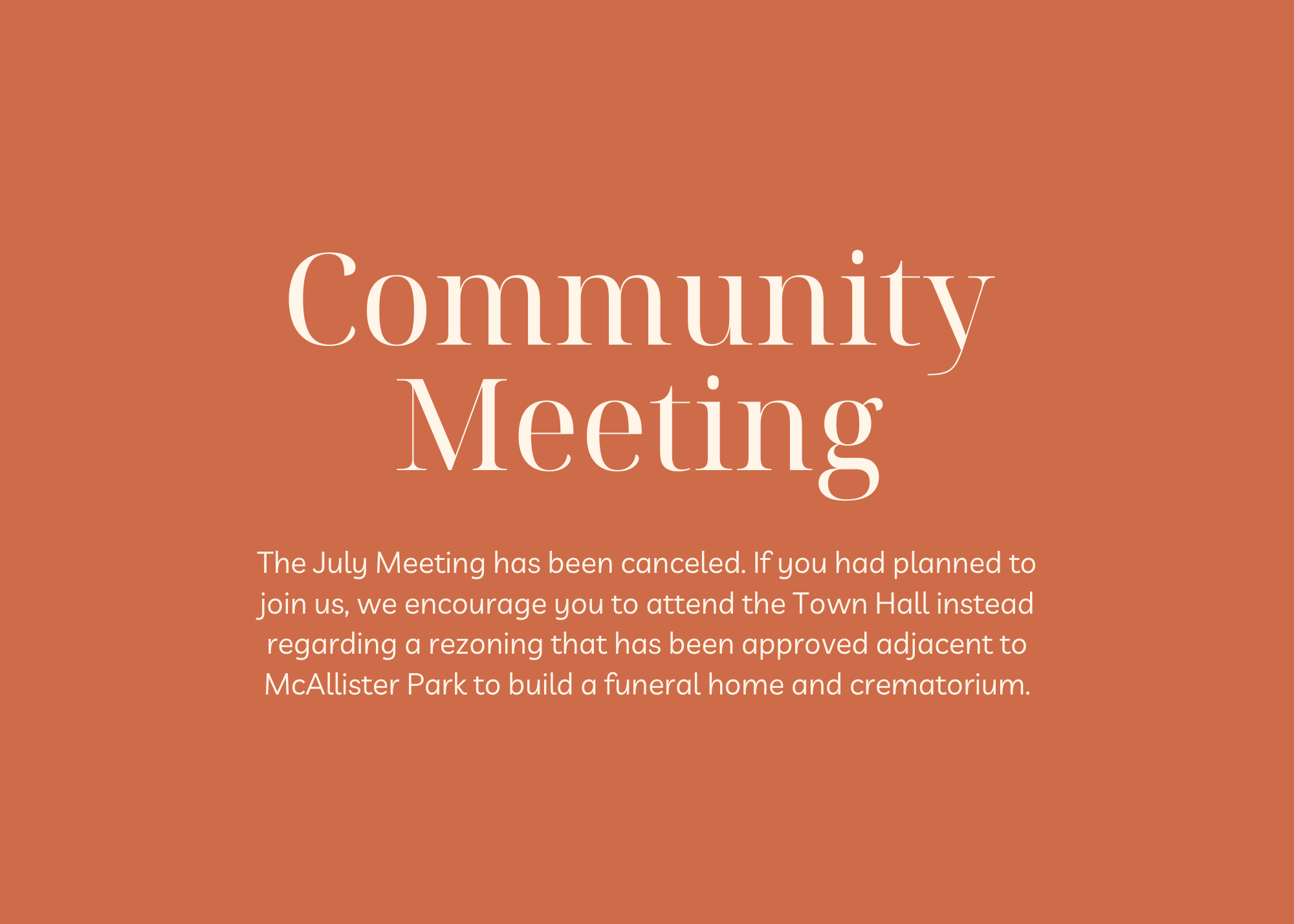 Town Hall Meeting Regarding Proposed Crematorium Near McAllister Park