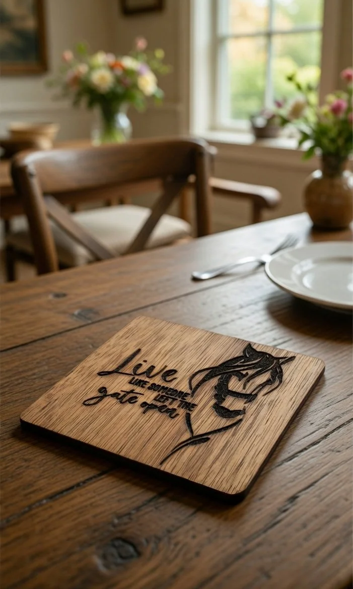 "Live Like Someone Left the Gate Open" Horse Wooden Coaster