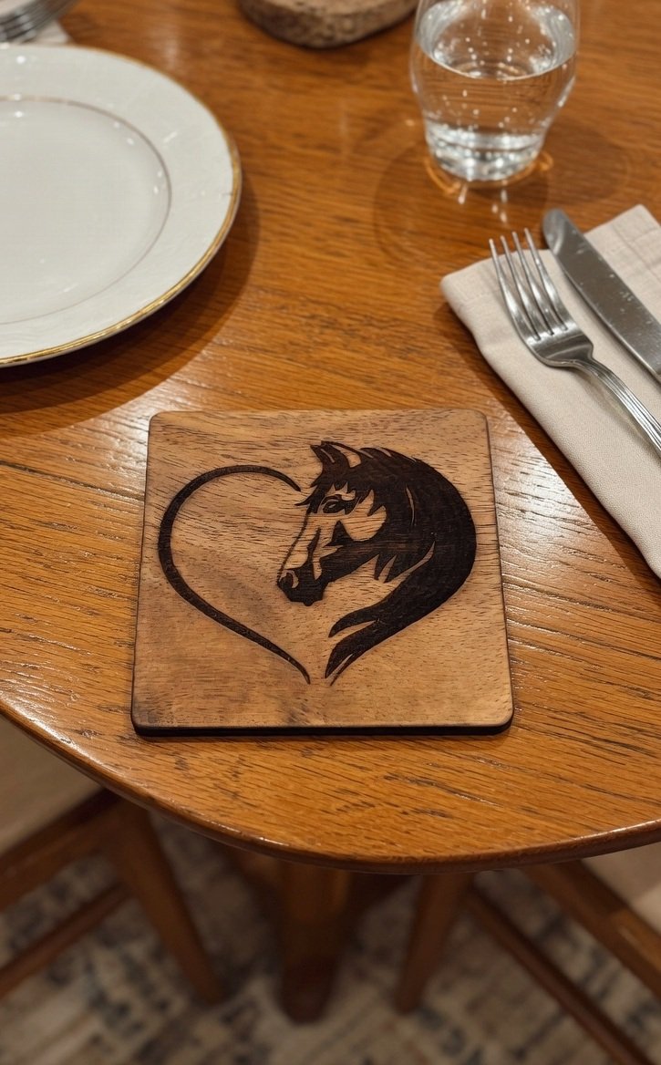 "Horse Heart" Wooden Coaster