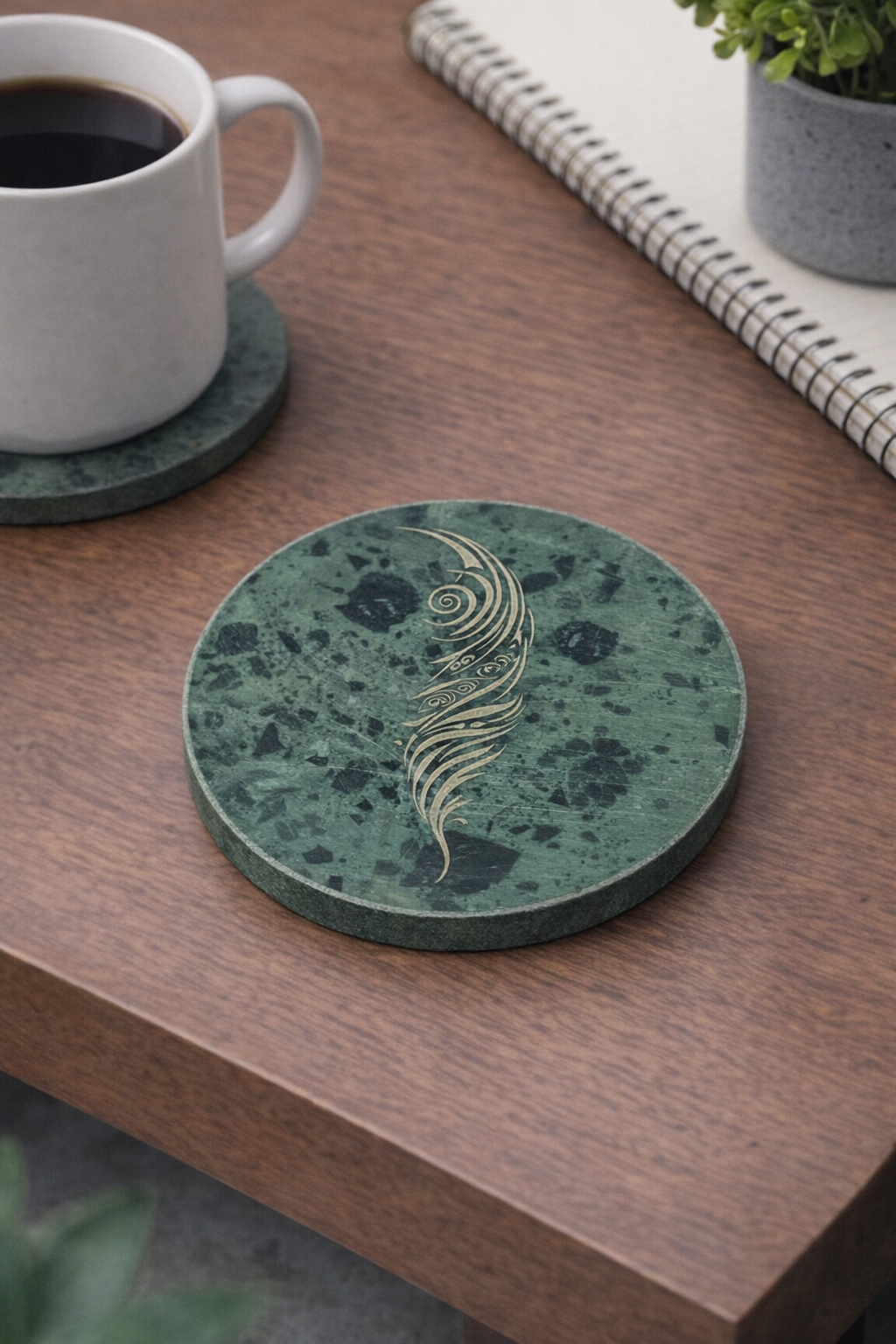 The Rauponga Feather Marble Coaster