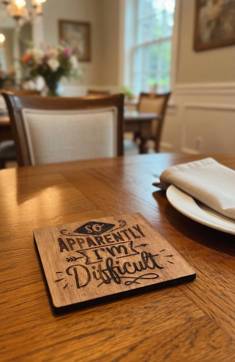 "Apparently I'm Difficult" Sarcastic Laser-Engraved Coaster