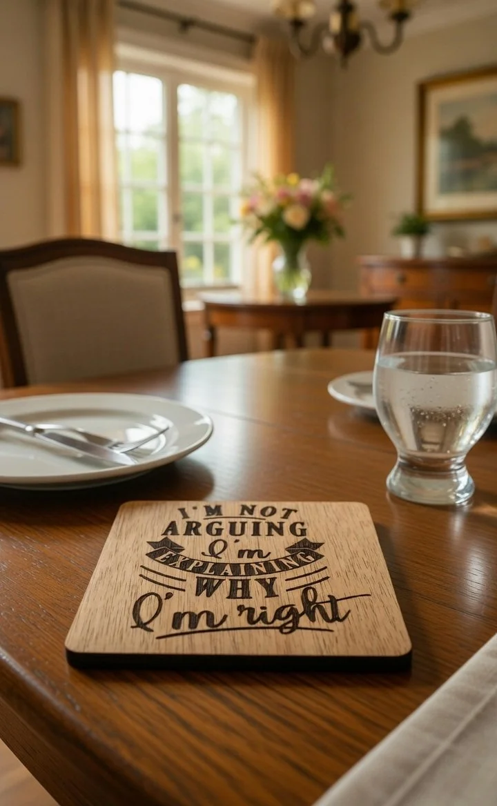 "I'm Right" Laser-Engraved Humorous Wooden Coaster