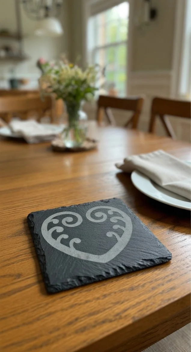 "Maori Heart Koru" Slate Coaster