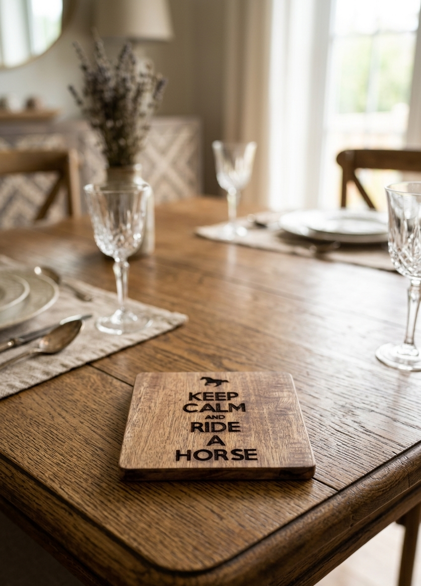 "Keep Calm and Ride a Horse" Wooden Coaster