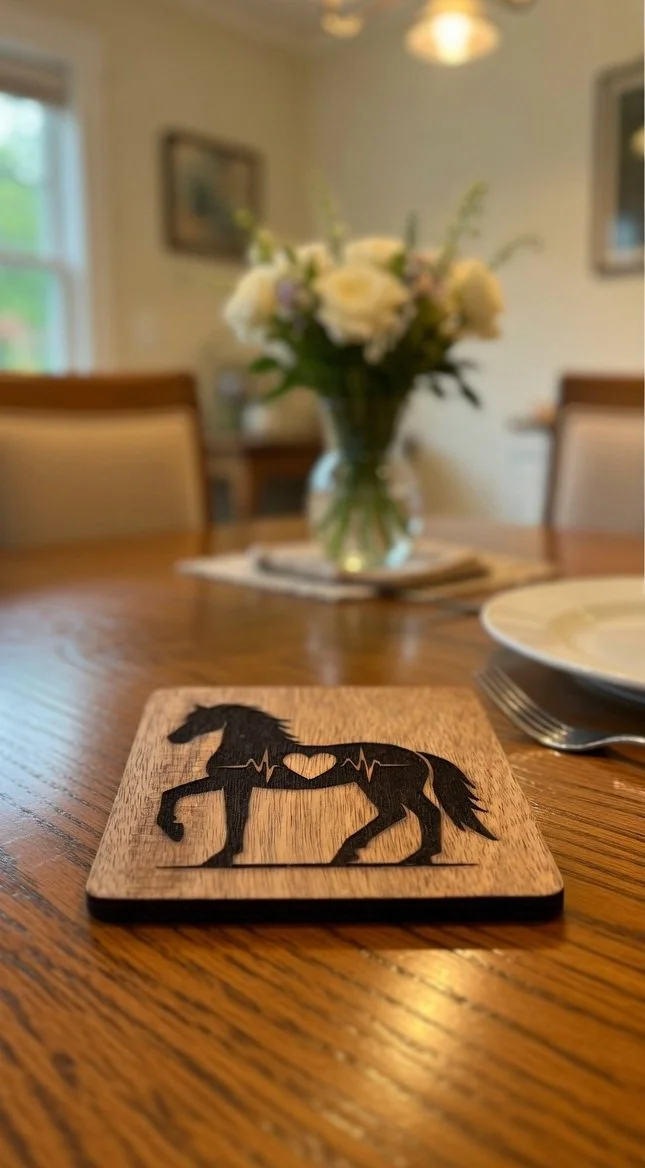 "Horse Heartbeat" Wooden Coaster