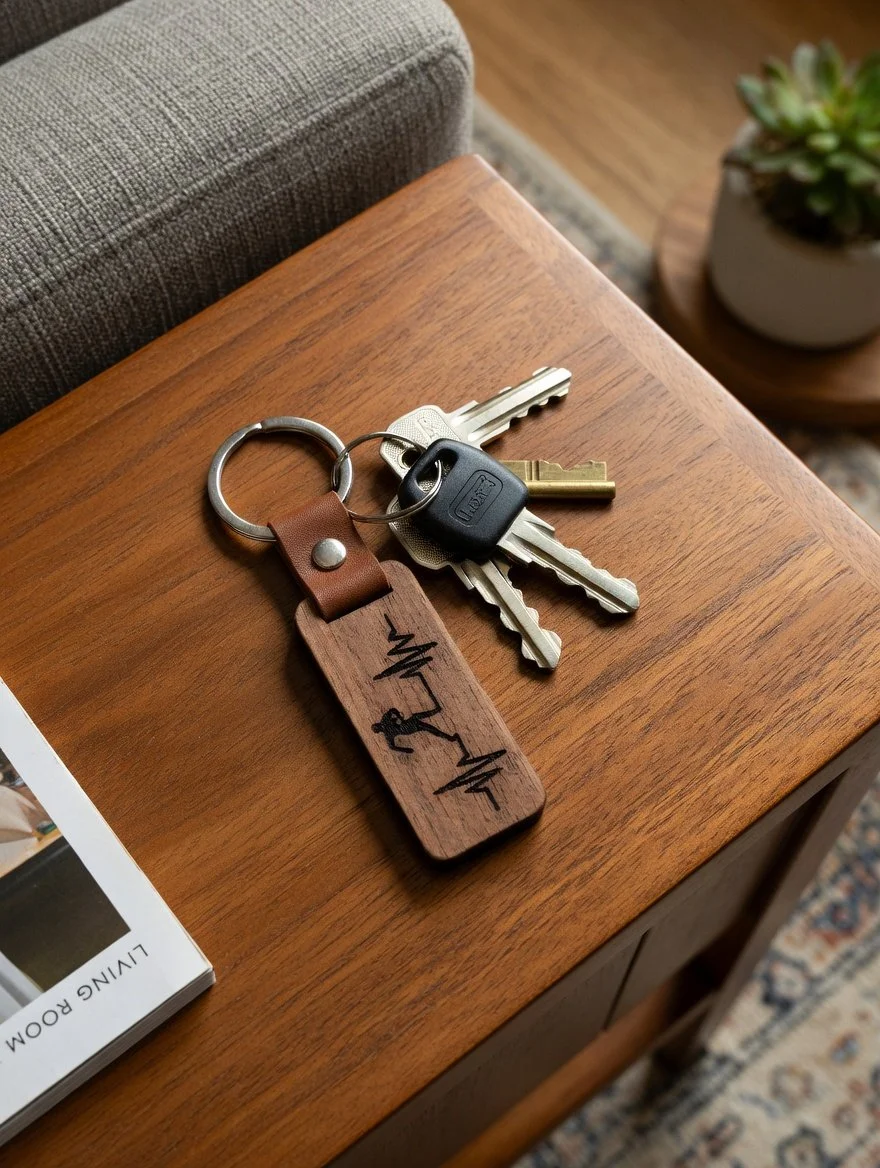 Rugby Heartbeat Keychain
