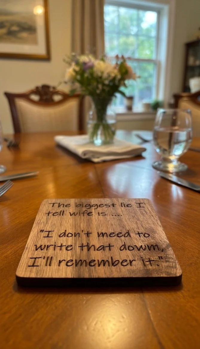 "Biggest Lie" Wooden Coaster – Funny Married Life Gift