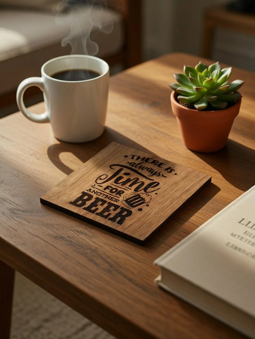 "There Is Always Time For Another Beer" Wooden Coaster