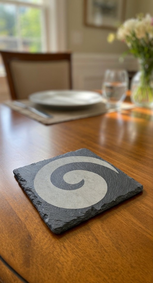 "Maori Koru Spiral" Slate Coaster