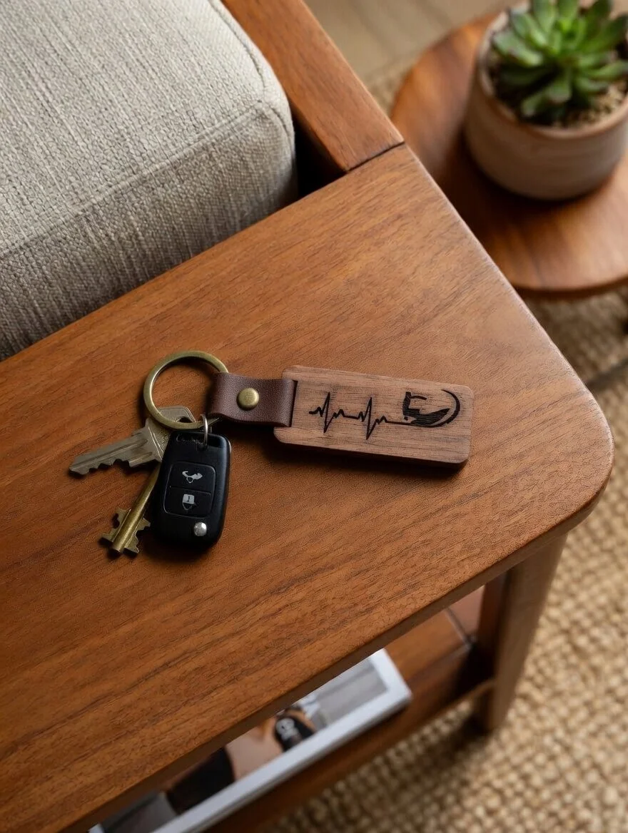 Surfing Heartbeat Keychain