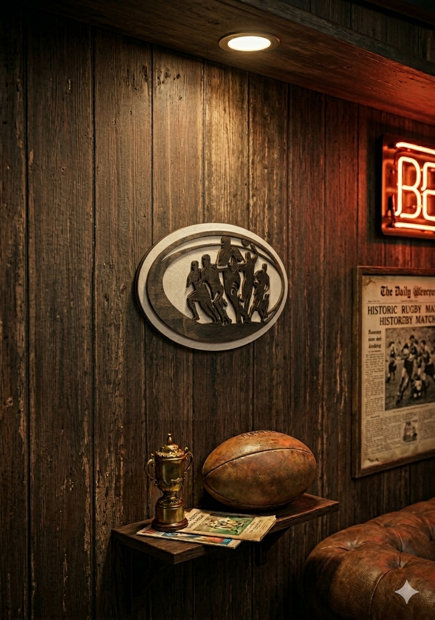 Rugby Action Oval Wall Art — Gelert Laser Creations