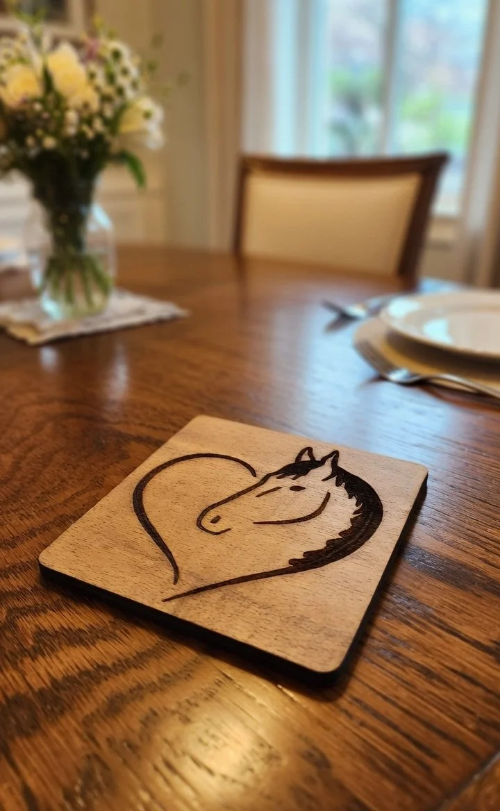 "Horse Heart" Wooden Coaster