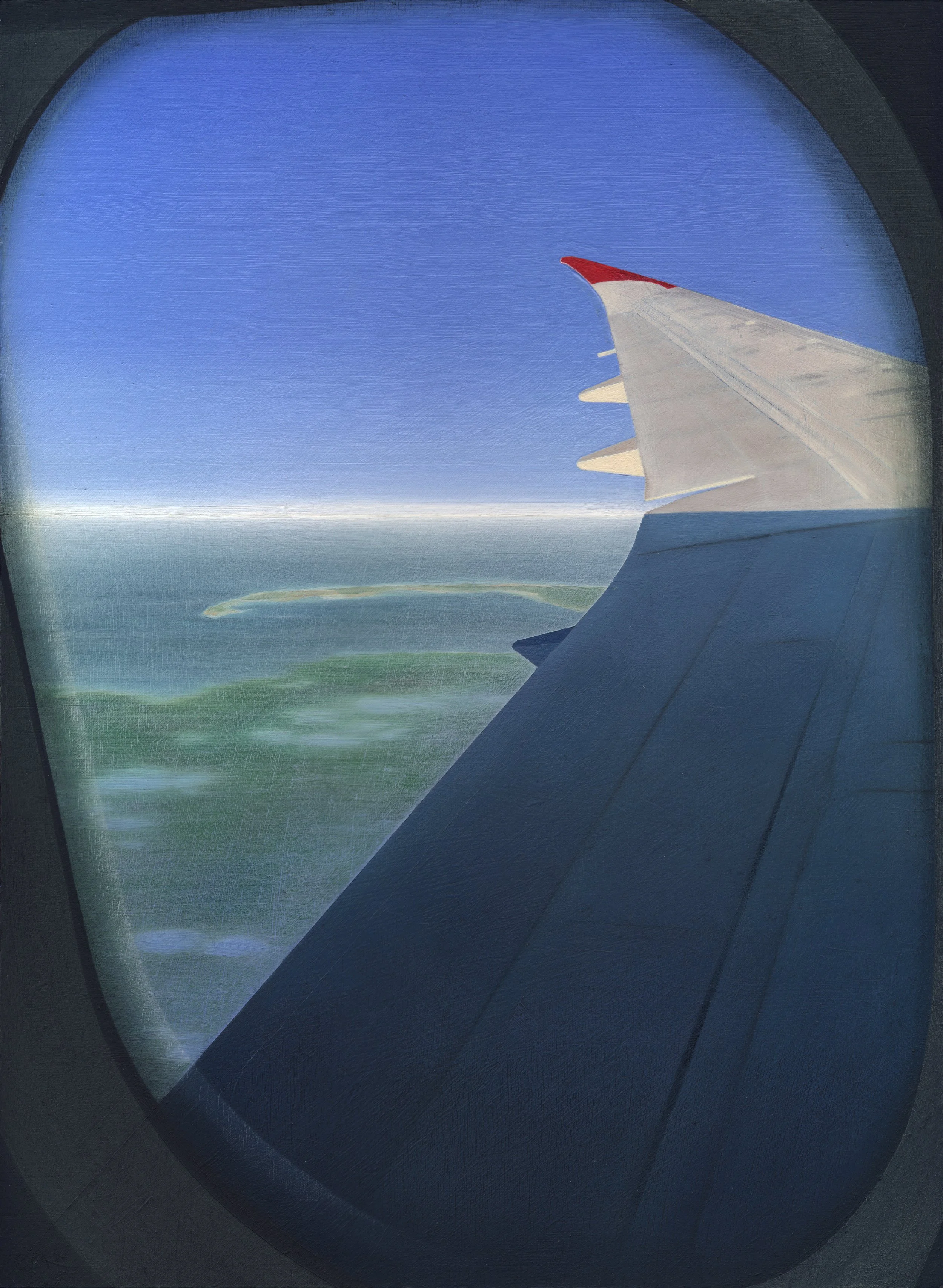 “Window Seat Over the Cape” 2026, Oil on board, 12"x16"
