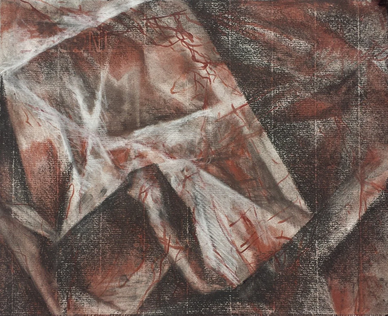 “Diorama #1” 2007, Charcoal, 12"x8"