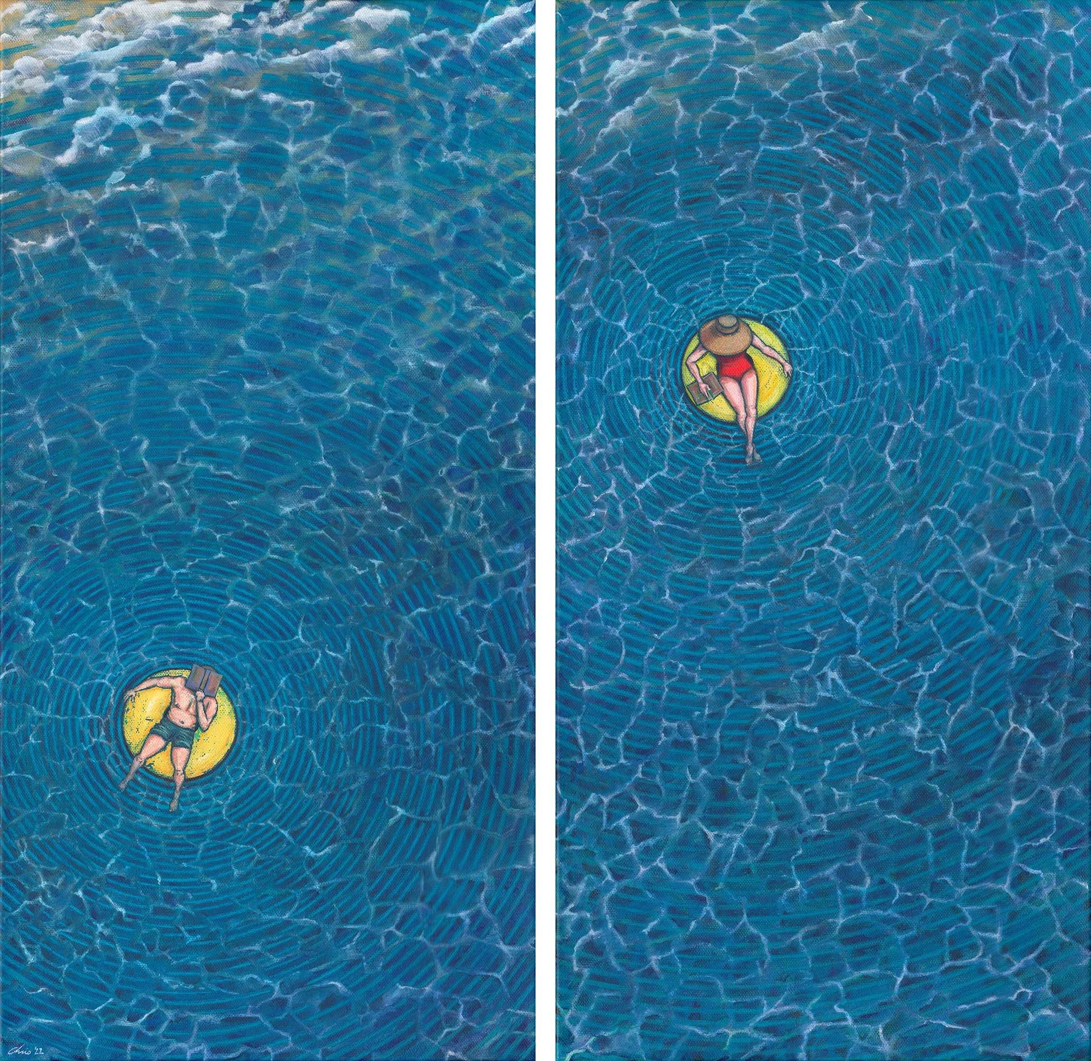 “The Readers #1 and #2” 2022, Acrylic on canvases, 12"x24"