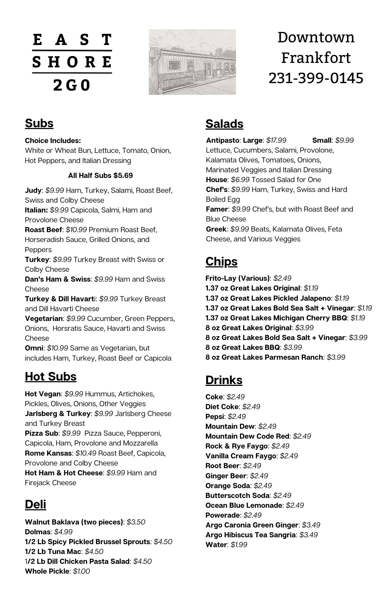 Menus — East Shore Market