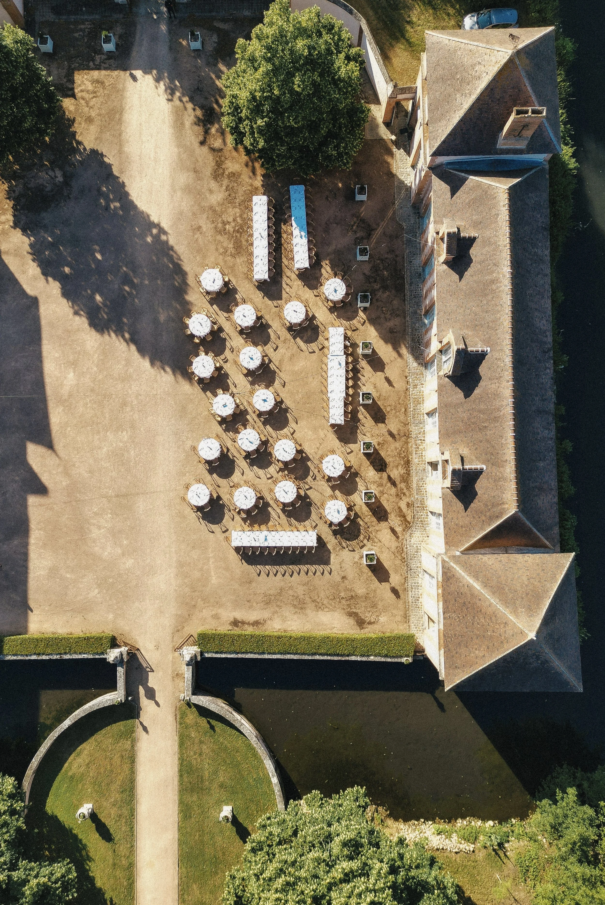 Luxury destination wedding venue in France with elegant outdoor spaces, chapel, castle, courtyard, and more at Château des Joncherets near Paris, France.
