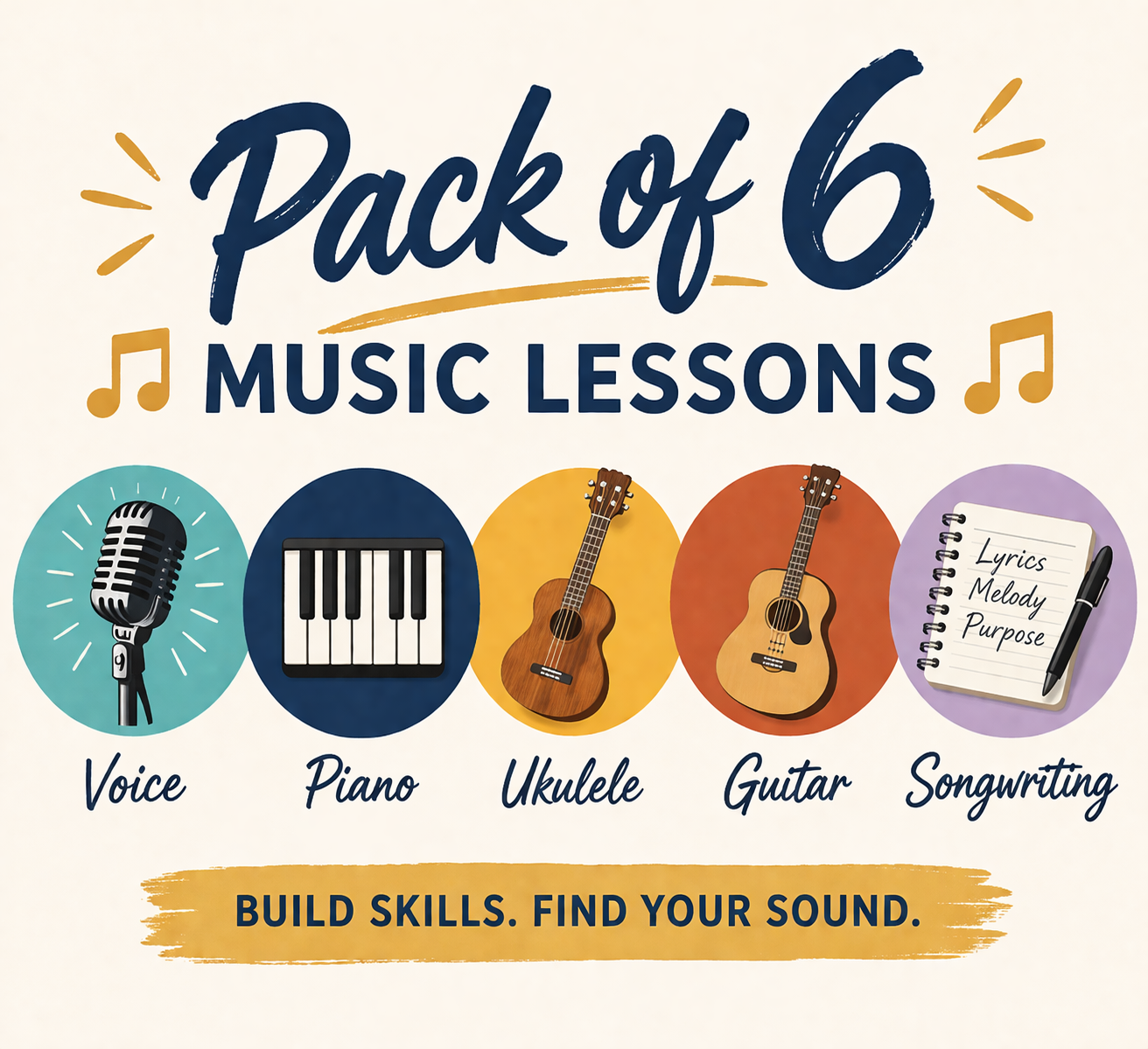 Pack of 6 Music Lessons