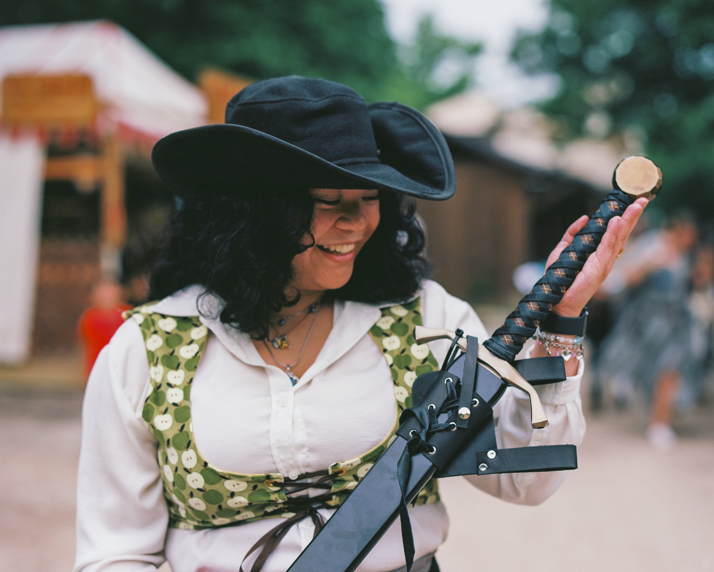 Christine stares lovingly at their accounting sword