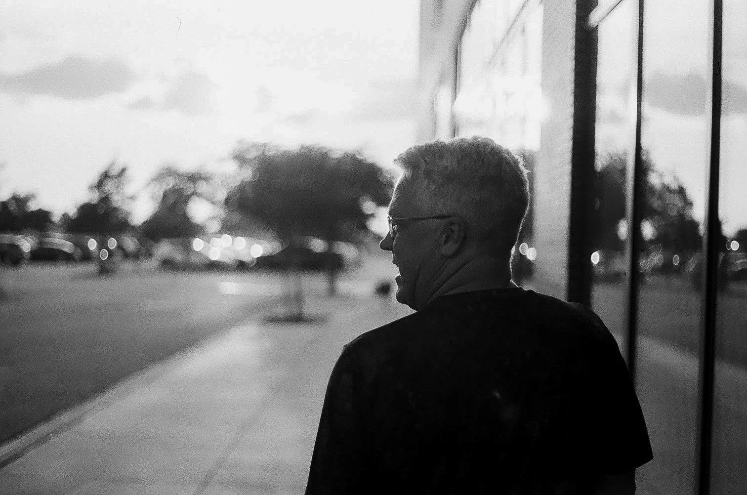 A very album cover of my dad leaving Bri's birthday lunch