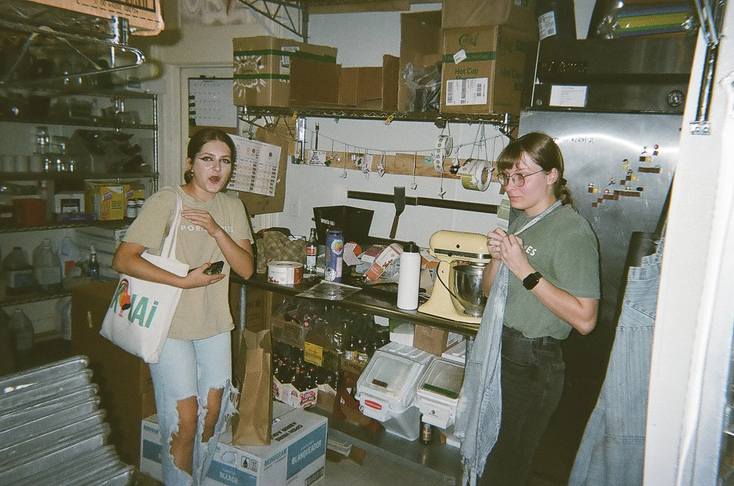 Karmindy and Laura on a disposable camera. Leaving these in the shop made some of the funniest and best pictures I have of work