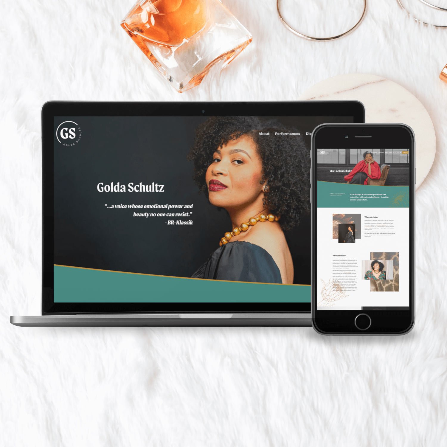 Golda Schultz Squarespace website designed by Kyah Digital