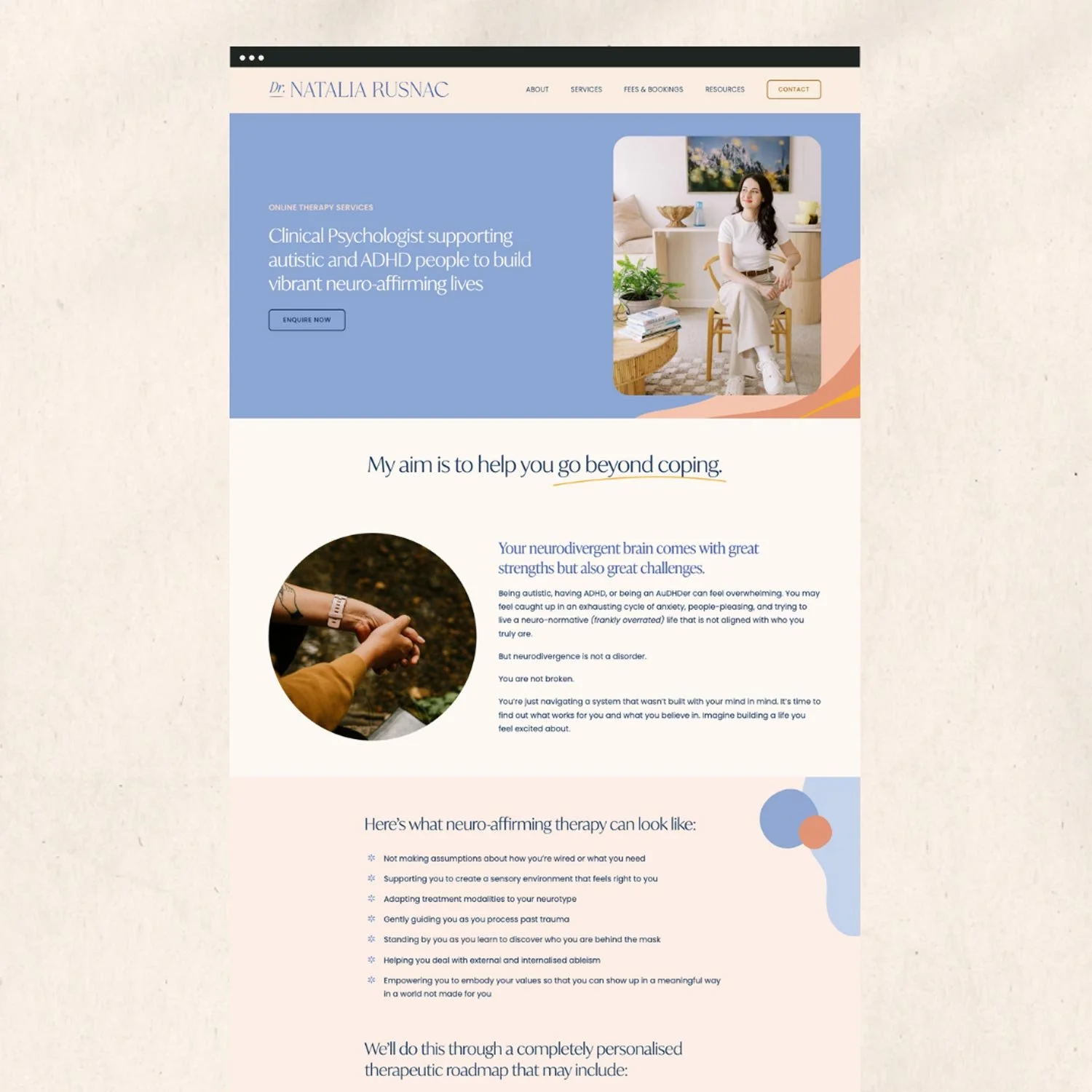Dr Natalia Rusnac Clinical Psychology website design by So Right Creative