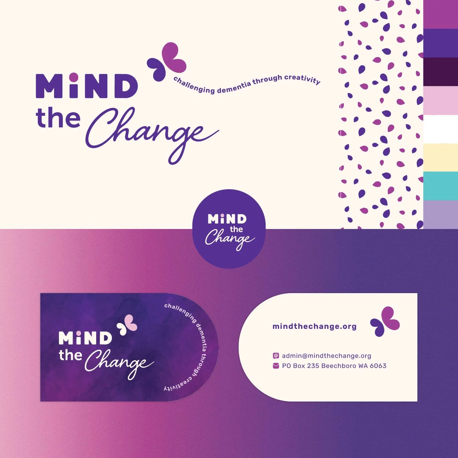 Mind the Change branding and business card designed by Light & Day Creative