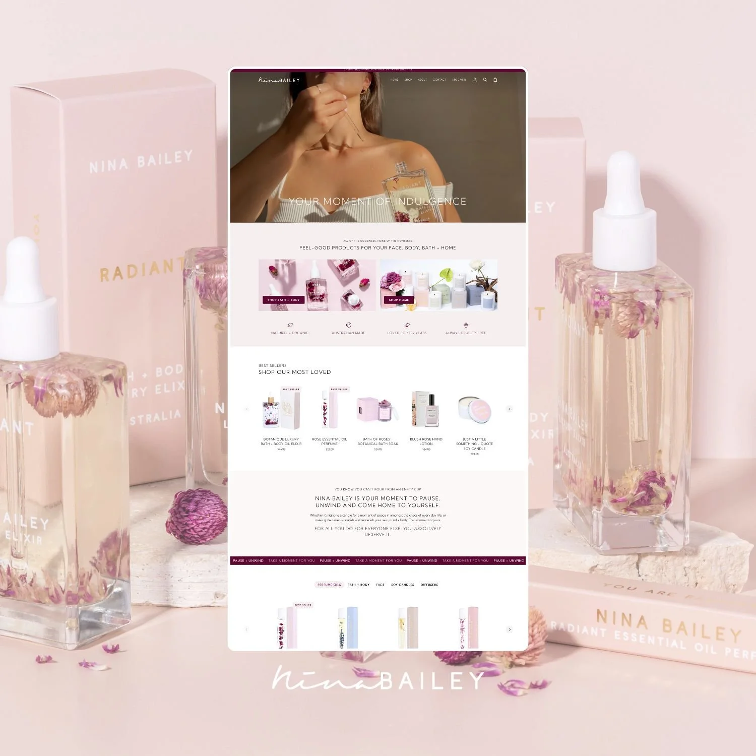 Nina Bailey eCommerce website created by Australian Shopify Website Designer - One Circle Studio