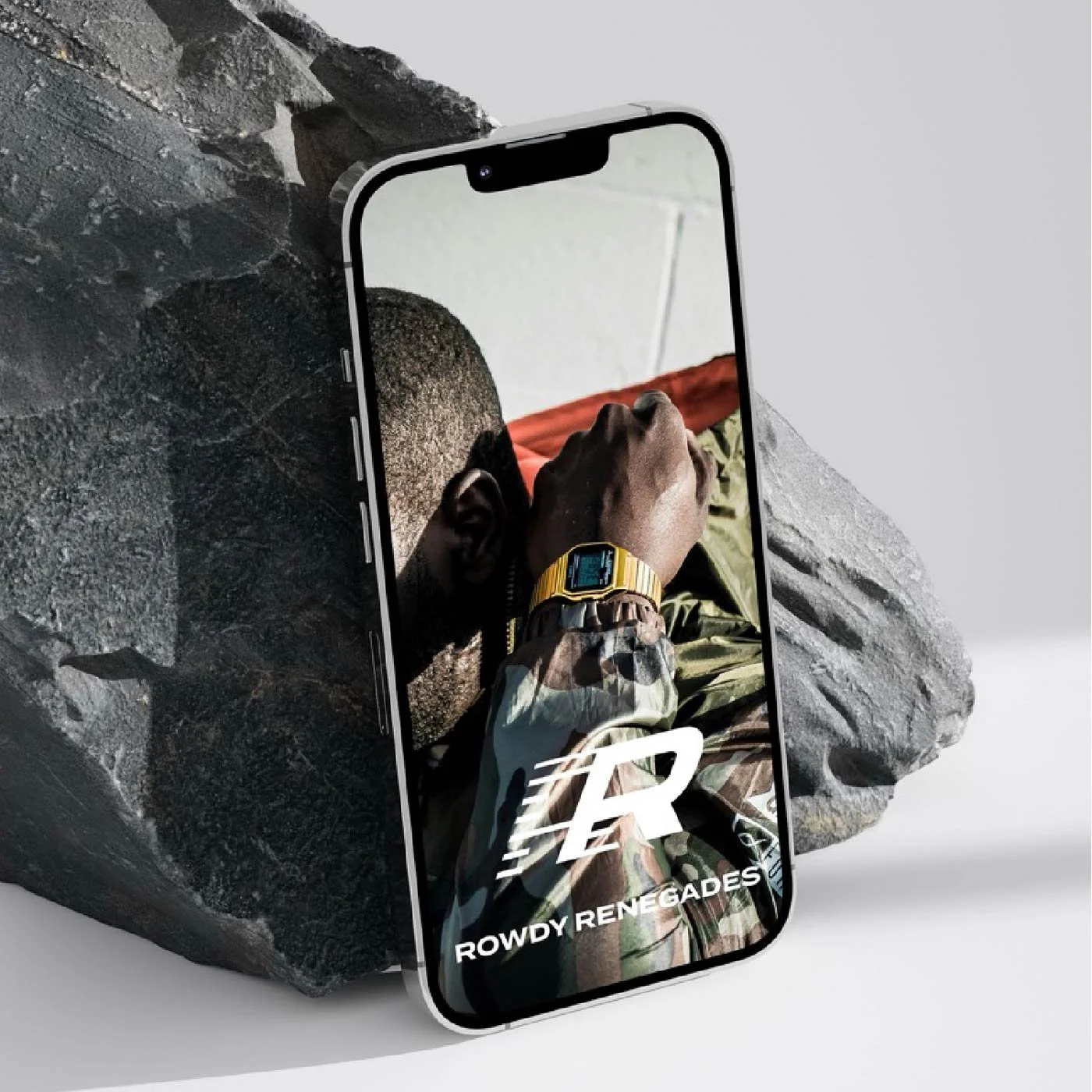 Rowdy Renegades brand visuals shown on iPhone by Gold Coast social media specialist Poppy & Seed Studio