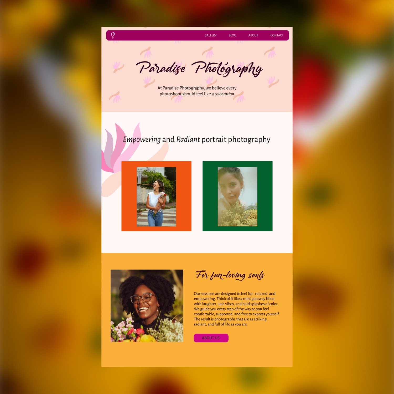 Paradise Photography website designed by Melbourne brand & Showit website designer - A Tactile Perception.