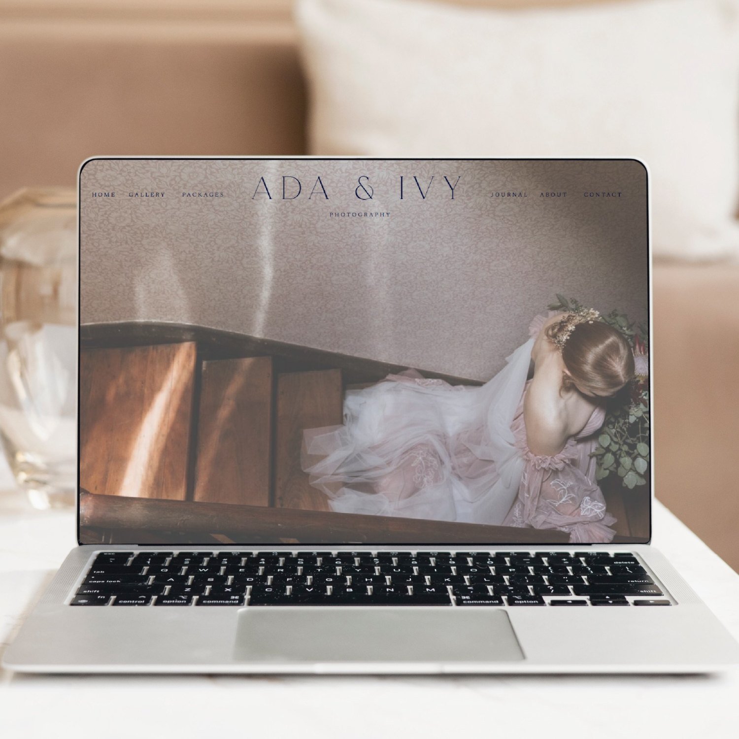 Ada & Ivy Photography website shown on a laptop, designed by Melbourne brand & Showit website designer - A Tactile Perception.