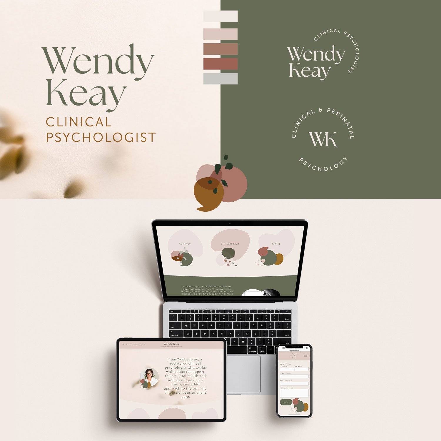 Wendy Keay Clinical Psychologist branding & Squarespace website design by Light & Day Creative