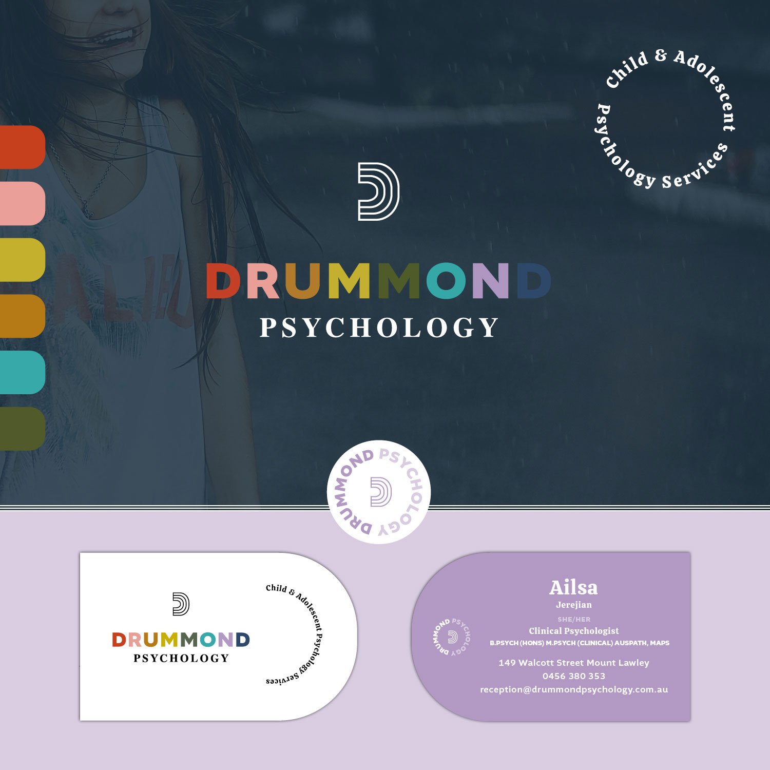 Drummond Psychology logo & business card designed by Light & Day Creative