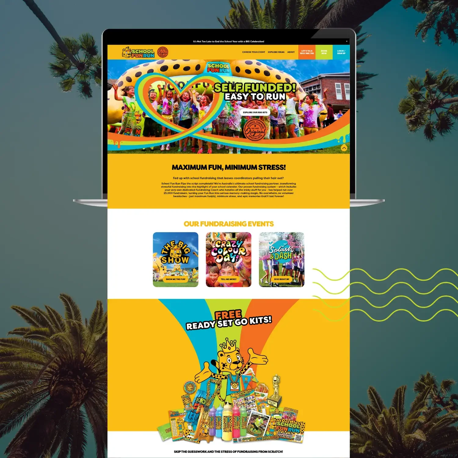 School Fun Run website shown on laptop designed by Gold Coast Squarespace website designer - Kyah Digital.